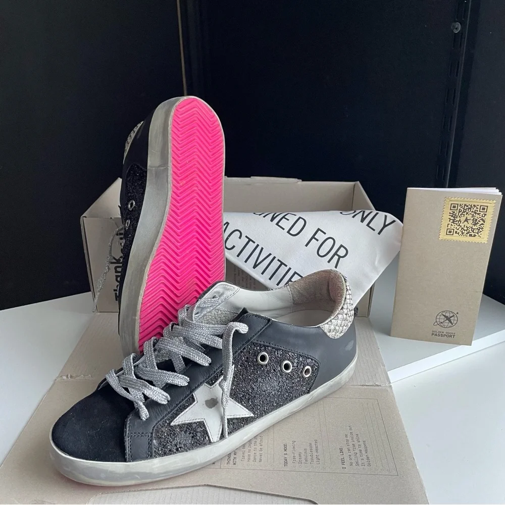 Golden Goose Super Star Python heel Glitter Pink soles sneakers signature shoes - Picture 4 of 16